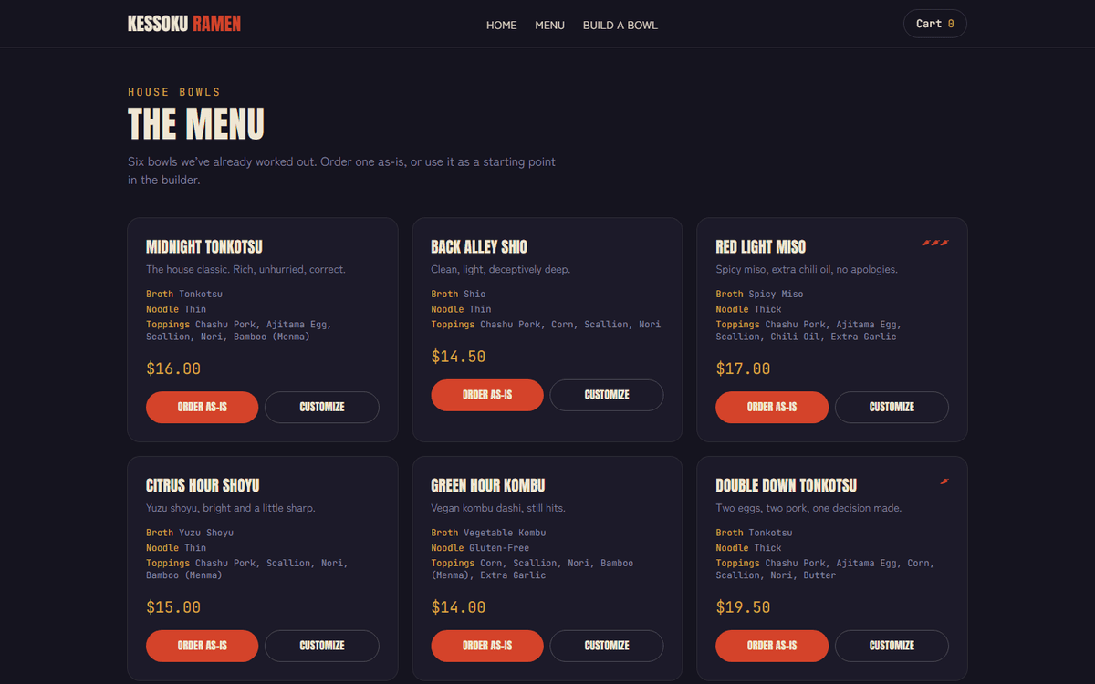 House Bowls Menu